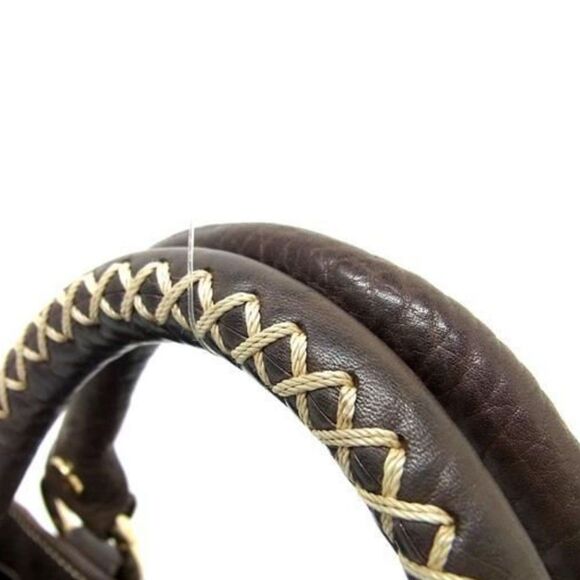 Celine Dark Brown Leather Satchel with Gold Accents - Picture 10 of 10